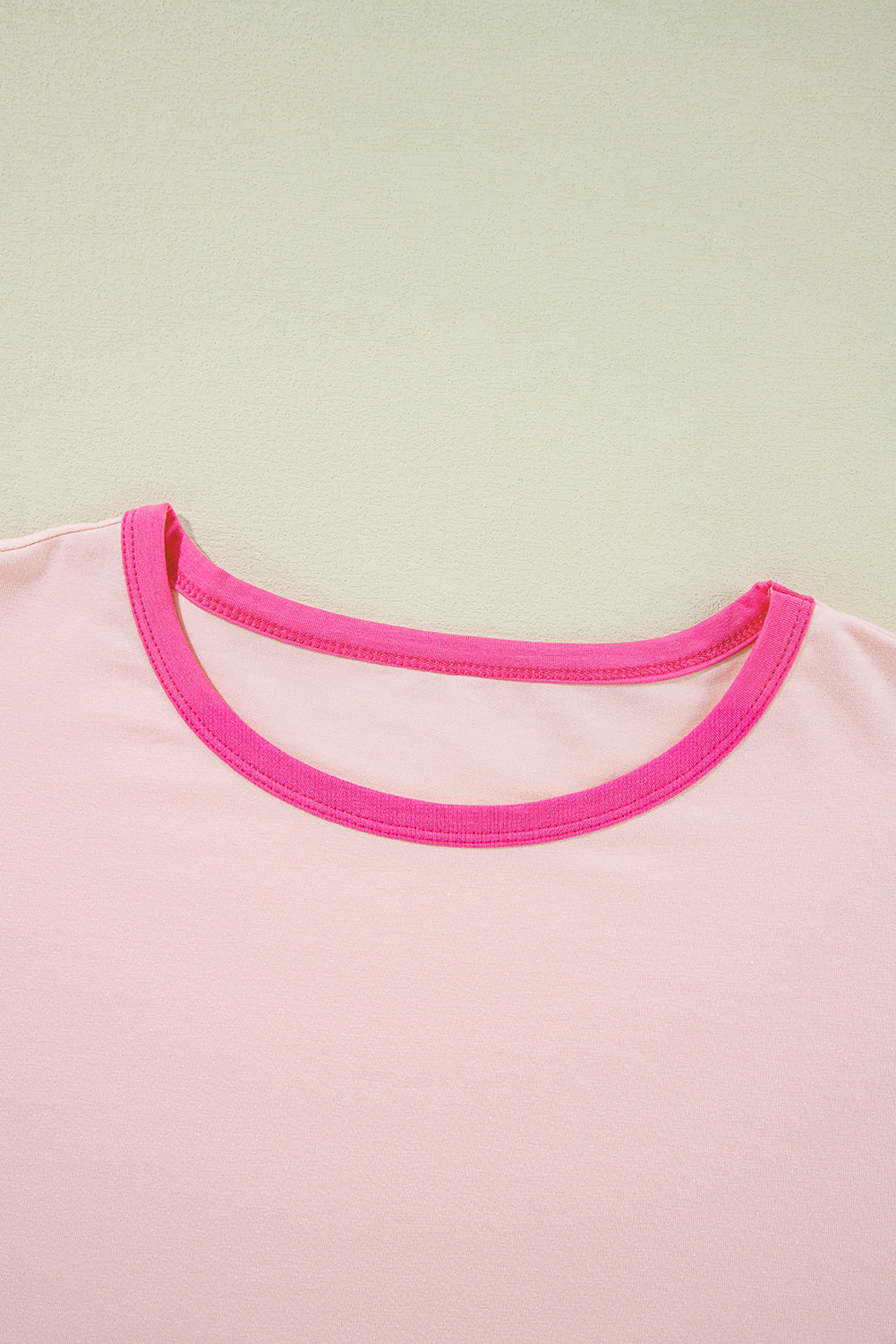 Rosa farbe blocknaht ärmel rundhalsausschnitt oversize top