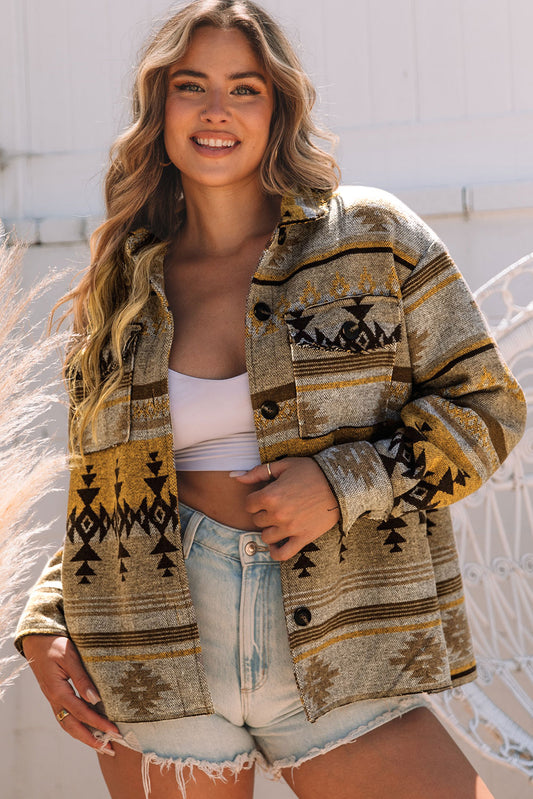 Braune westernjacke mit aztekendruck