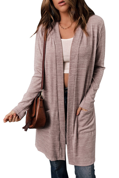 Rosa tunika mit offener vorderseite strickjacke mit taschen