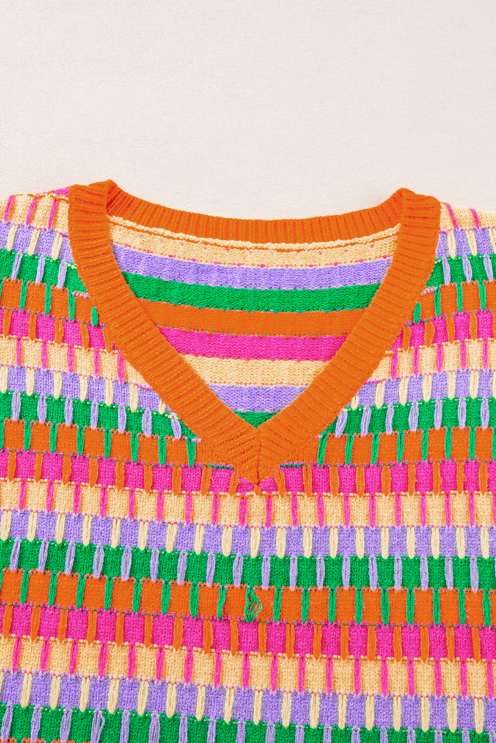 Orange multi flatterärmel strickpullover top