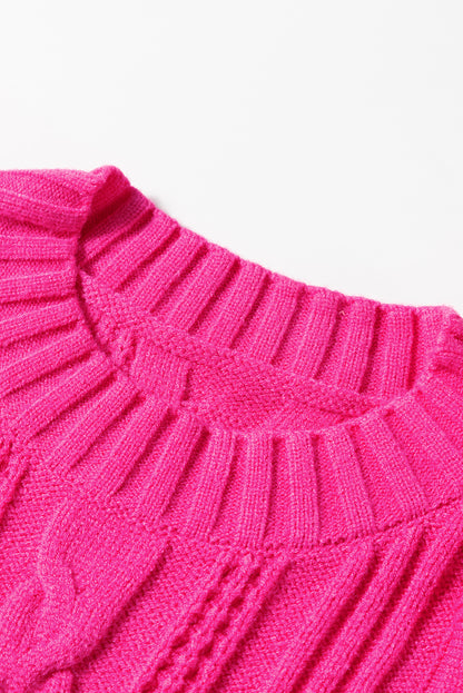 Erdbeerrosa strukturierter strick mit gerafftem halsausschnitt pullover tank