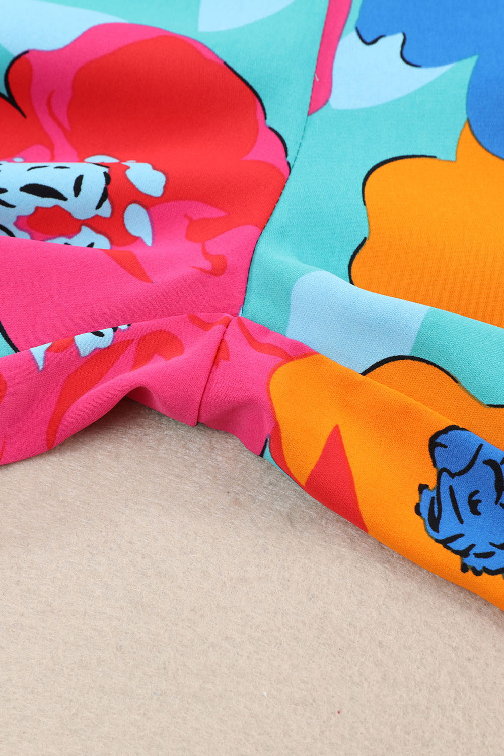Mehrfarbige abstrakte florale druck kordelzug breite taille hose