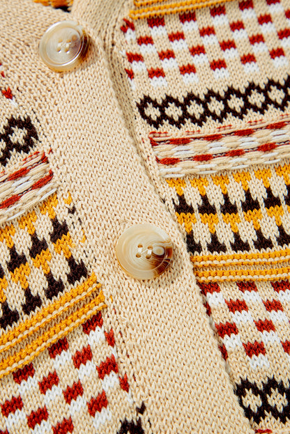 Khaki geknöpfter v-ausschnitt gekürzte strickjacke