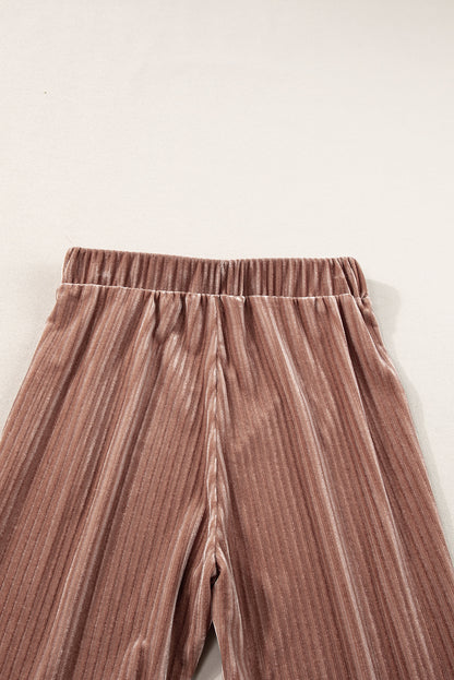 Staubrosa uni-hose mit hoher taille und ausgestellter kordhose