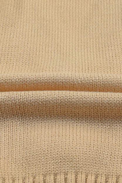 Beige fronttaschen knöpfe strukturierte strickjacke