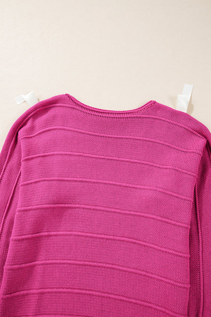 Rose red bow knot cut out rundhalsausschnitt loose sweater