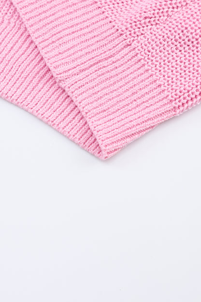 Rosa pullover mit v-ausschnitt aus rippenstrick