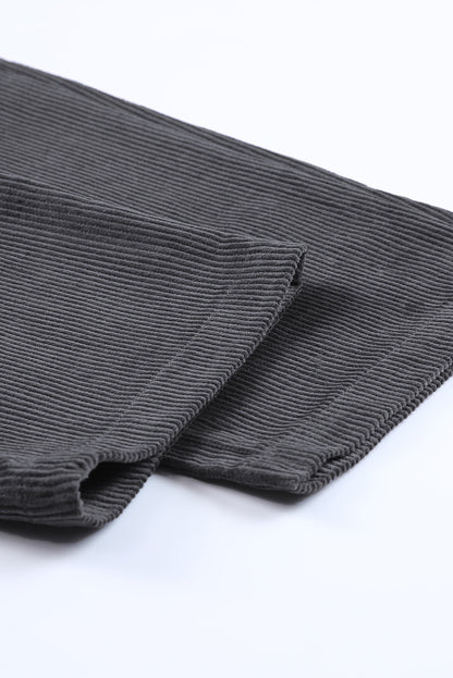 Graue kordhose mit hoher taille und geradem bein