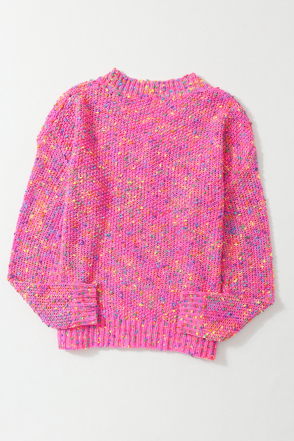 Dunkelrosa bunte flecken gestrickt v-ausschnitt casual pullover