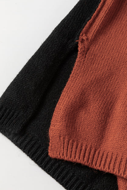 Clay roter farbblock-rollkragenpullover mit tropfenschulter-strickpullover