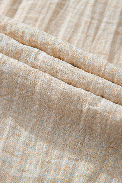 Beige kordelzug taille plissiert weites bein freizeithose