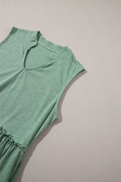 Moonlight jade split v ausschnitt tiered flowy ärmelloses kleid