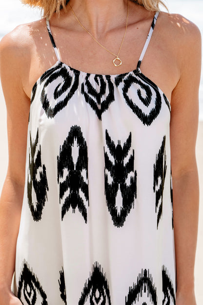 Schwarzes Western Azteken bedrucktes Sommerkleid für den Urlaub