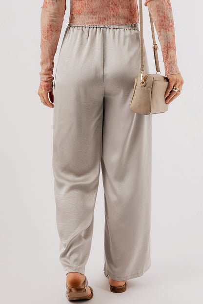 Jet stream solid plissee-hose mit hoher taille und weitem bein