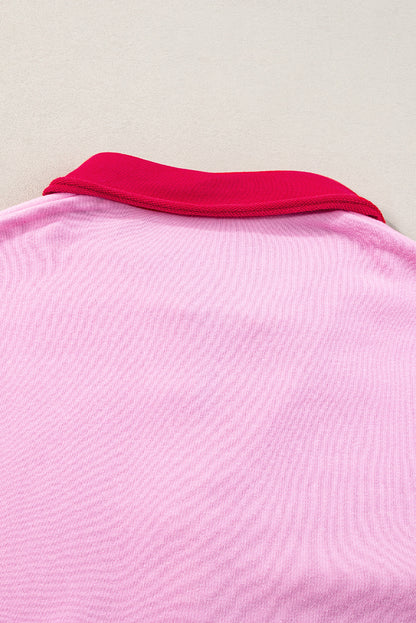 Rosa streifen colorblock patchwork kurzarm-t-shirt kleid