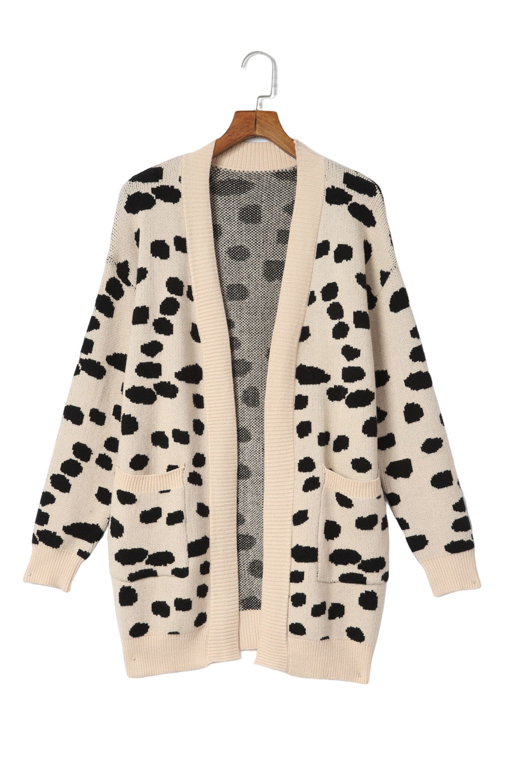 Leopardentier fleckenmuster strickjacke mit offener vorderseite