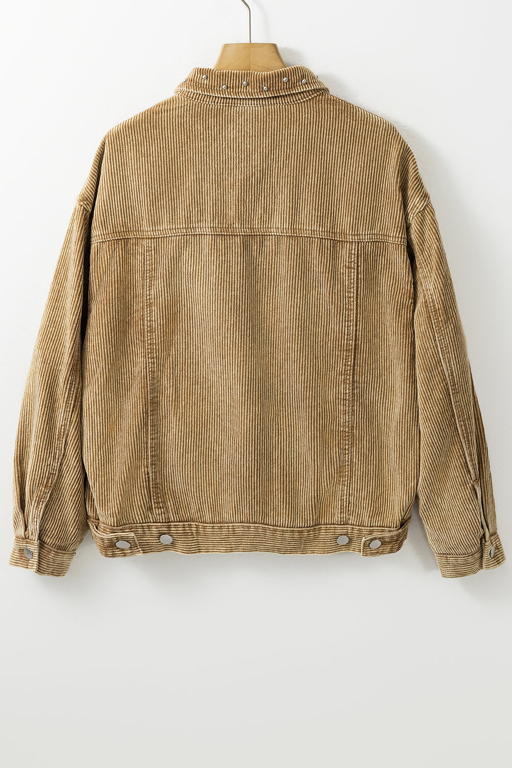 Aprikose nietenbesetzte geknöpfte brusttaschen kordjacke