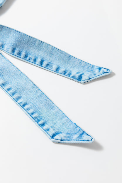 Beau blau spaghettiträger denim-romper mit gürtel