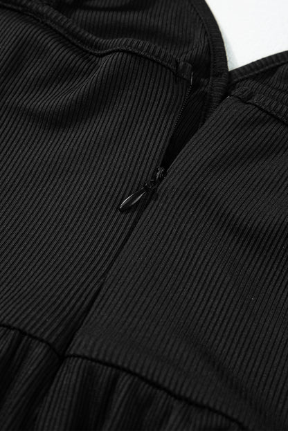 Schwarzes weites bein mit hoher taille sexy v-ausschnitt cami jumpsuit