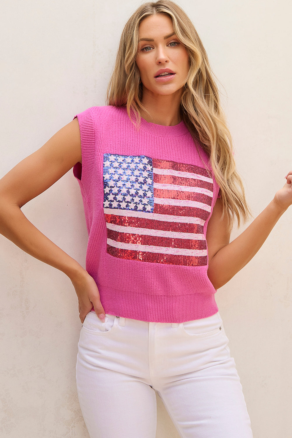 Bonbon funkelnde amerikanische flagge gestrickte weste