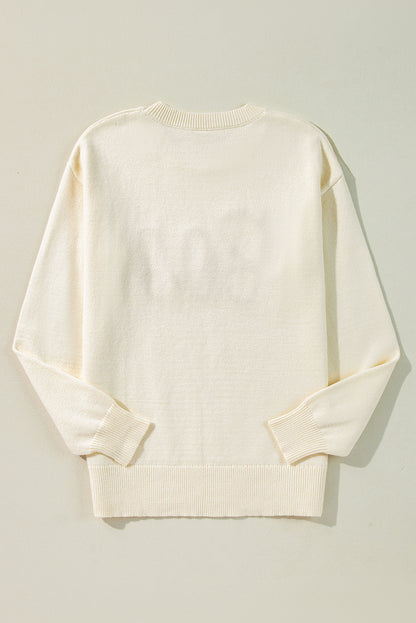 Apricot boo strickmuster gerippter rand drop shoulder pullover