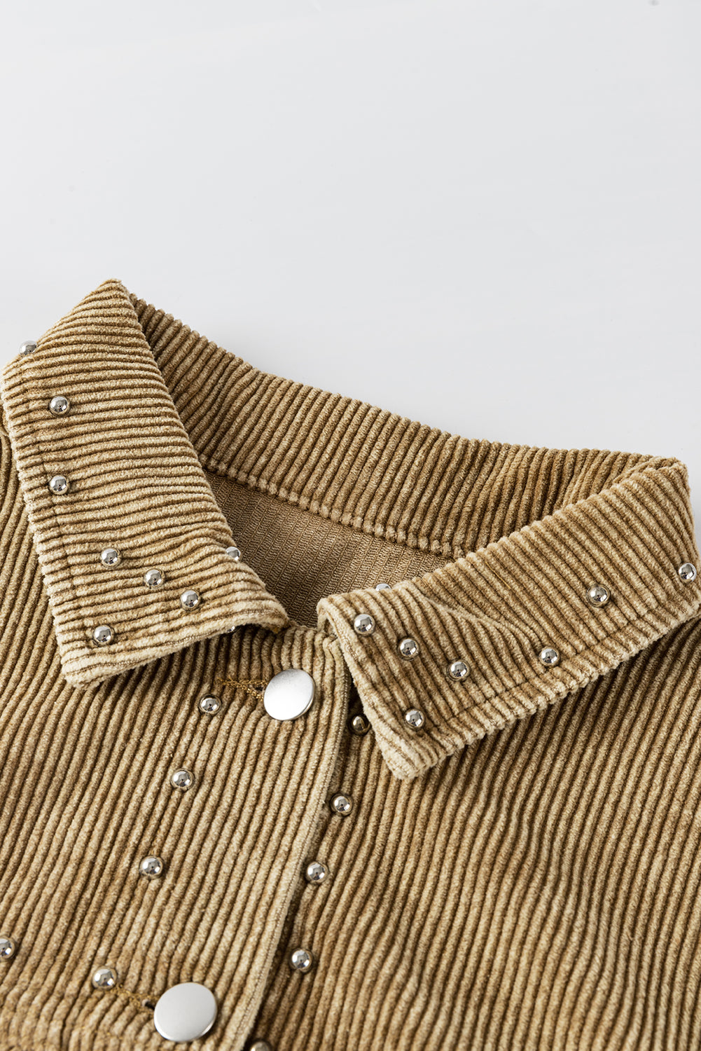 Aprikose nietenbesetzte geknöpfte brusttaschen kordjacke
