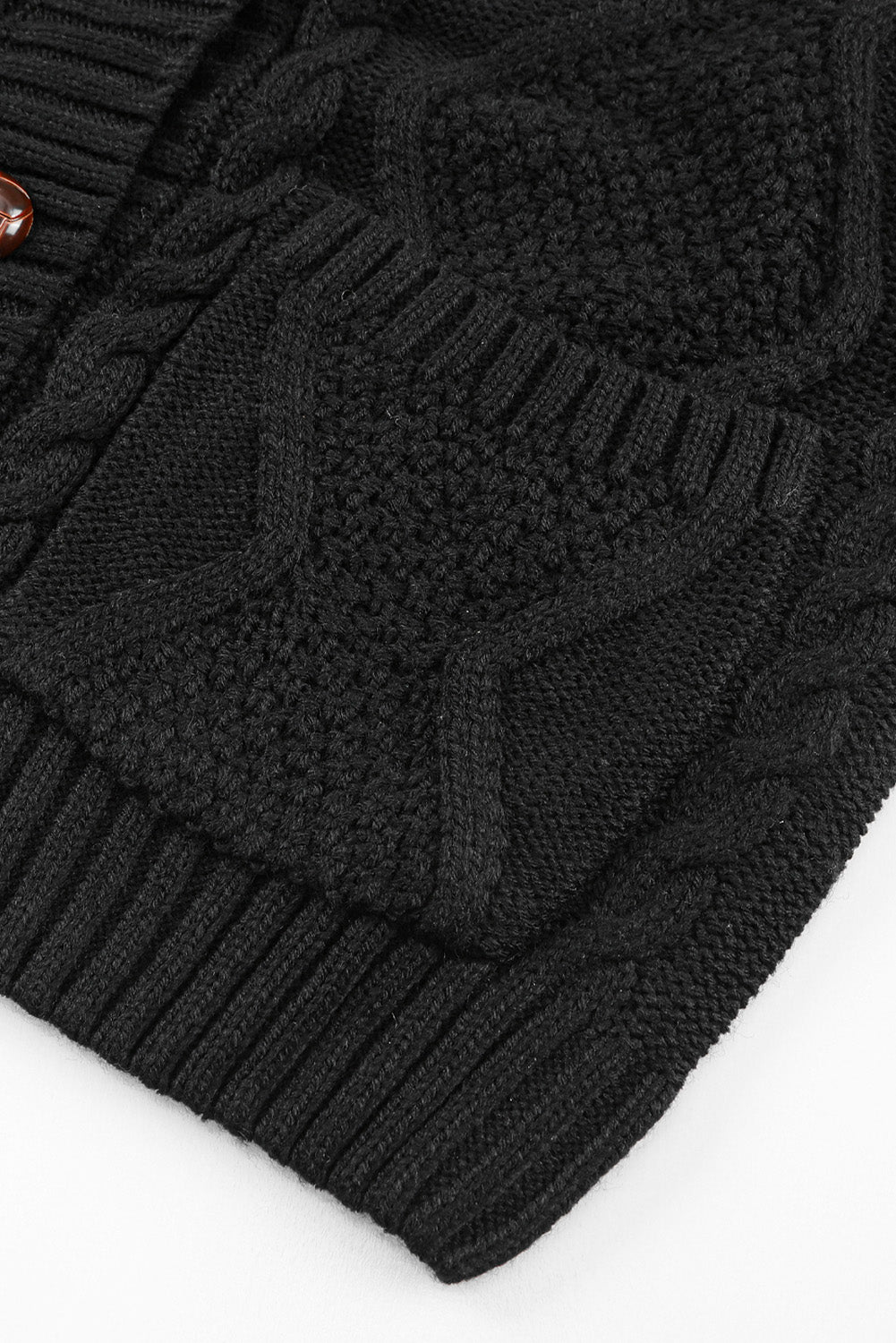 Schwarz fronttaschen knöpfe strukturierte strickjacke