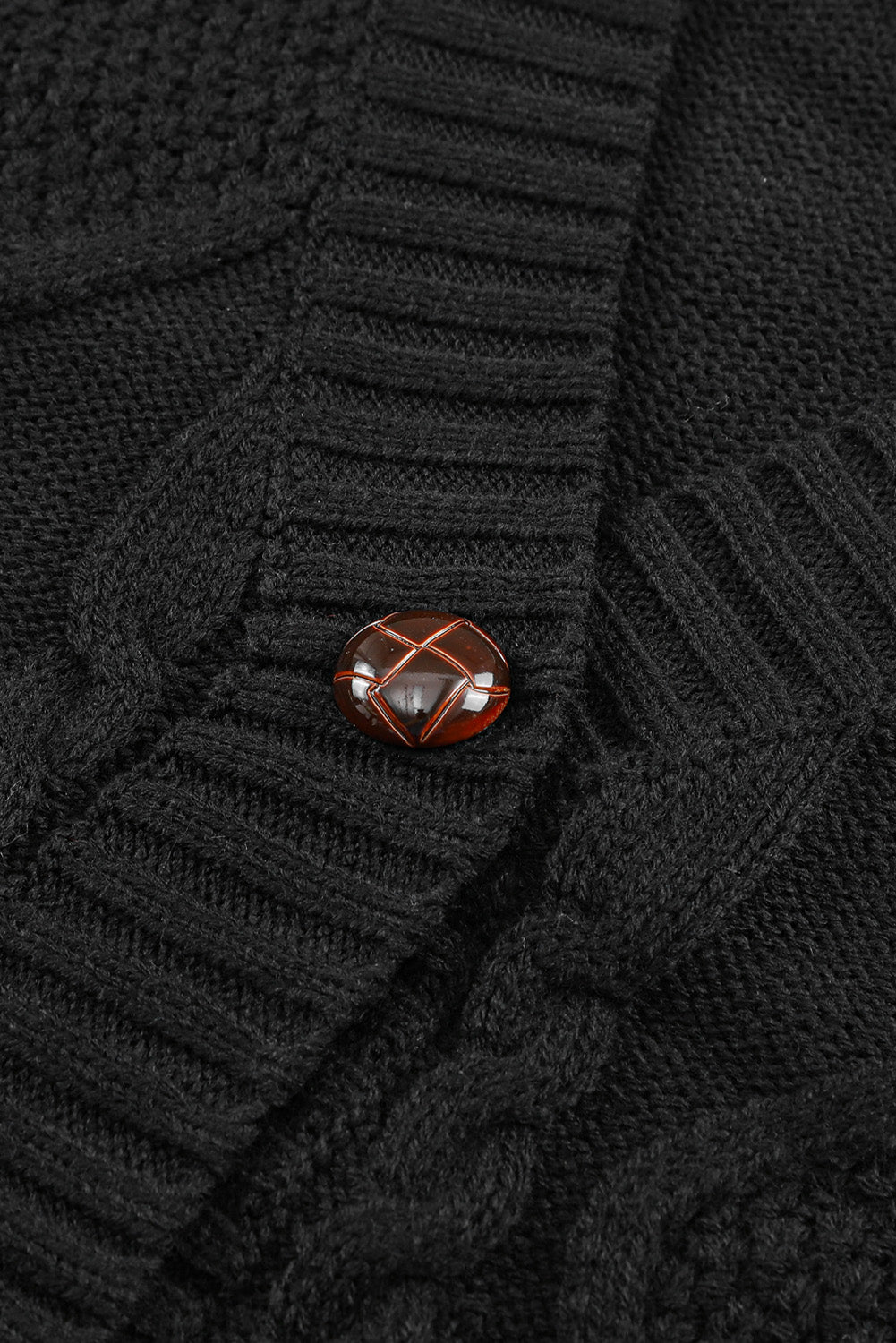 Schwarz fronttaschen knöpfe strukturierte strickjacke