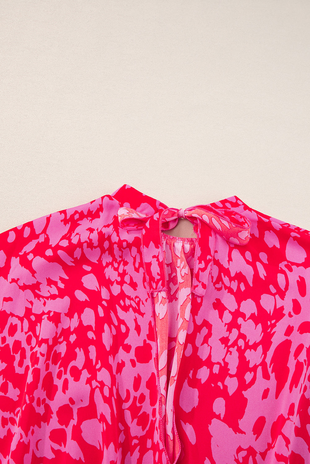 Rose leopard lose ärmel gürtel mit weitem bein jumpsuit