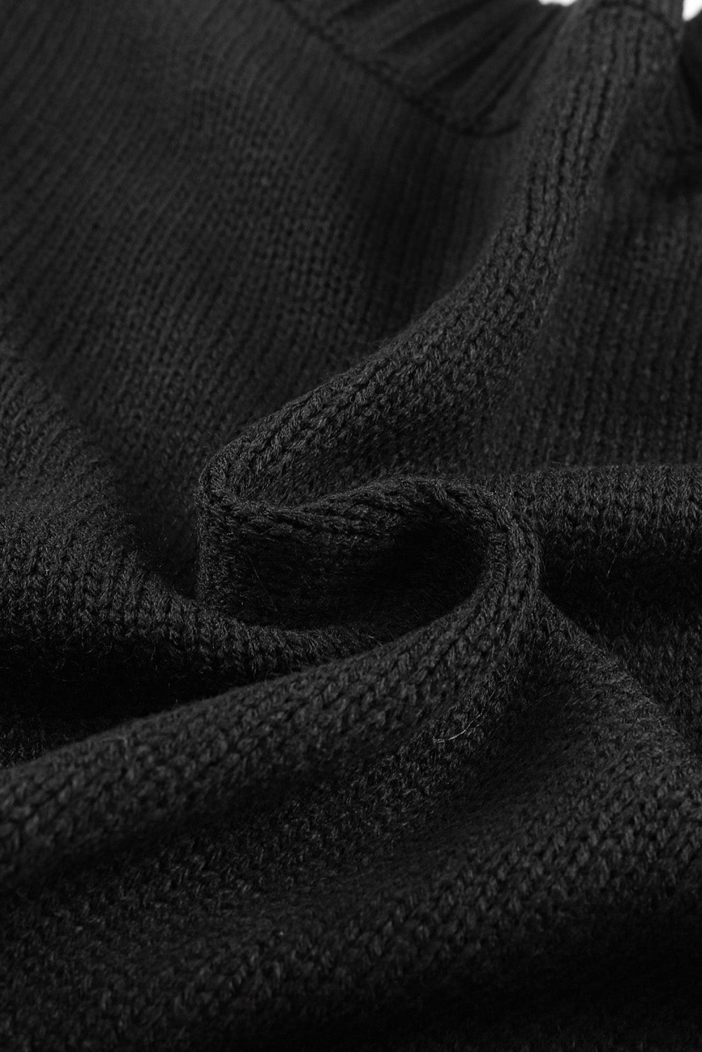 Schwarz fronttaschen knöpfe strukturierte strickjacke