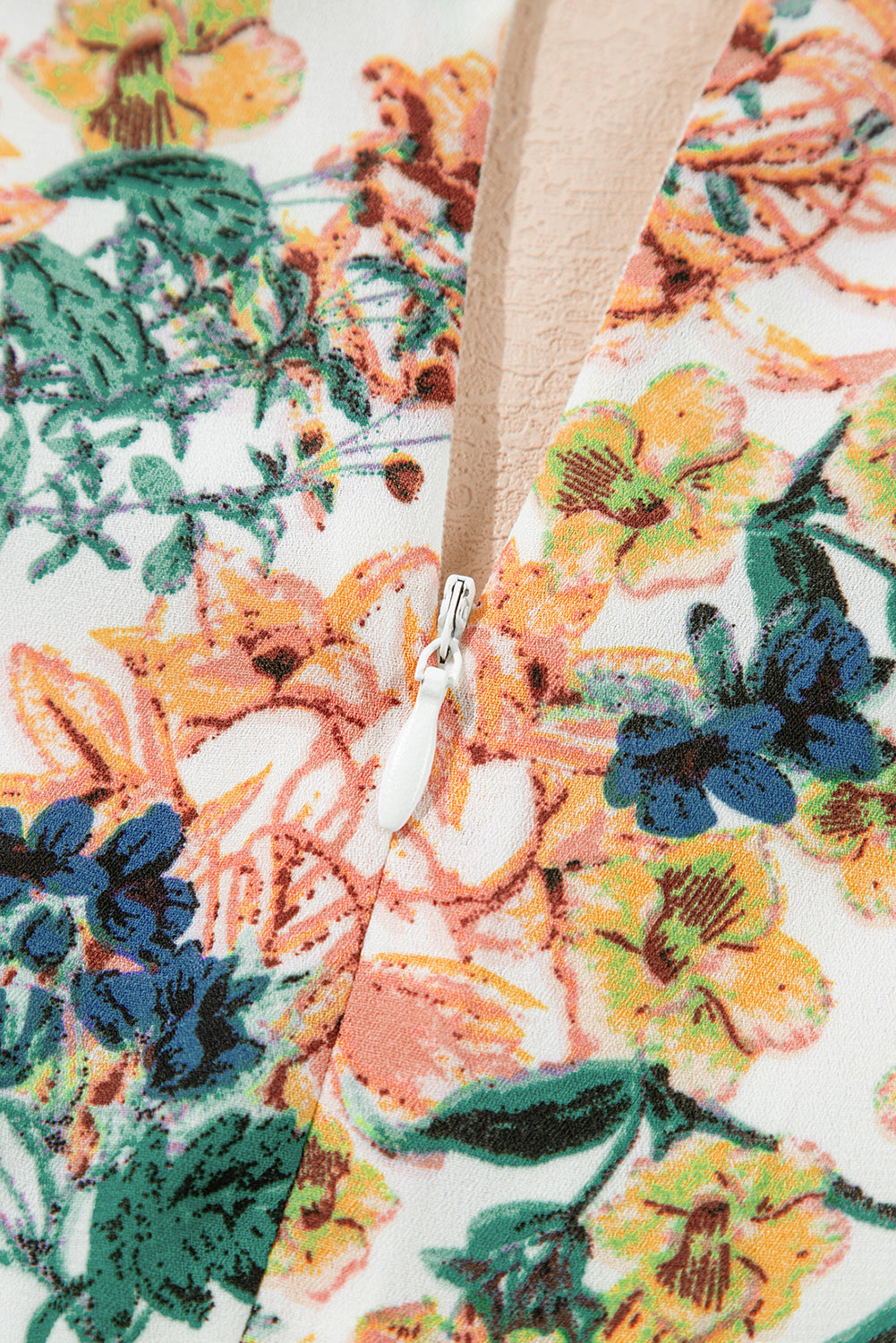 Himmelblau floral 3/4 ärmel v-ausschnitt hohe taille gerafftes kleid