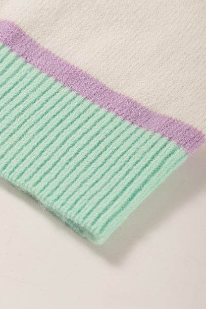 Mehrfarbig gestreifter colorblock pullover mit überschnittenen schultern