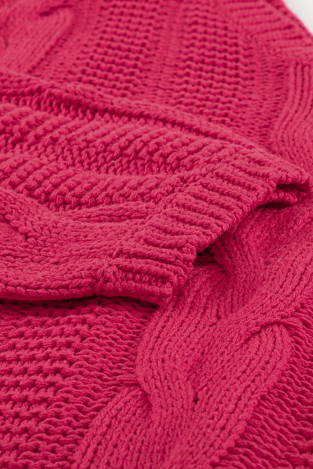 Rose bubblegum v-ausschnitt zopfstrickpullover
