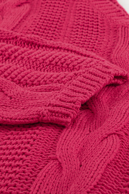 Rose bubblegum v-ausschnitt zopfstrickpullover