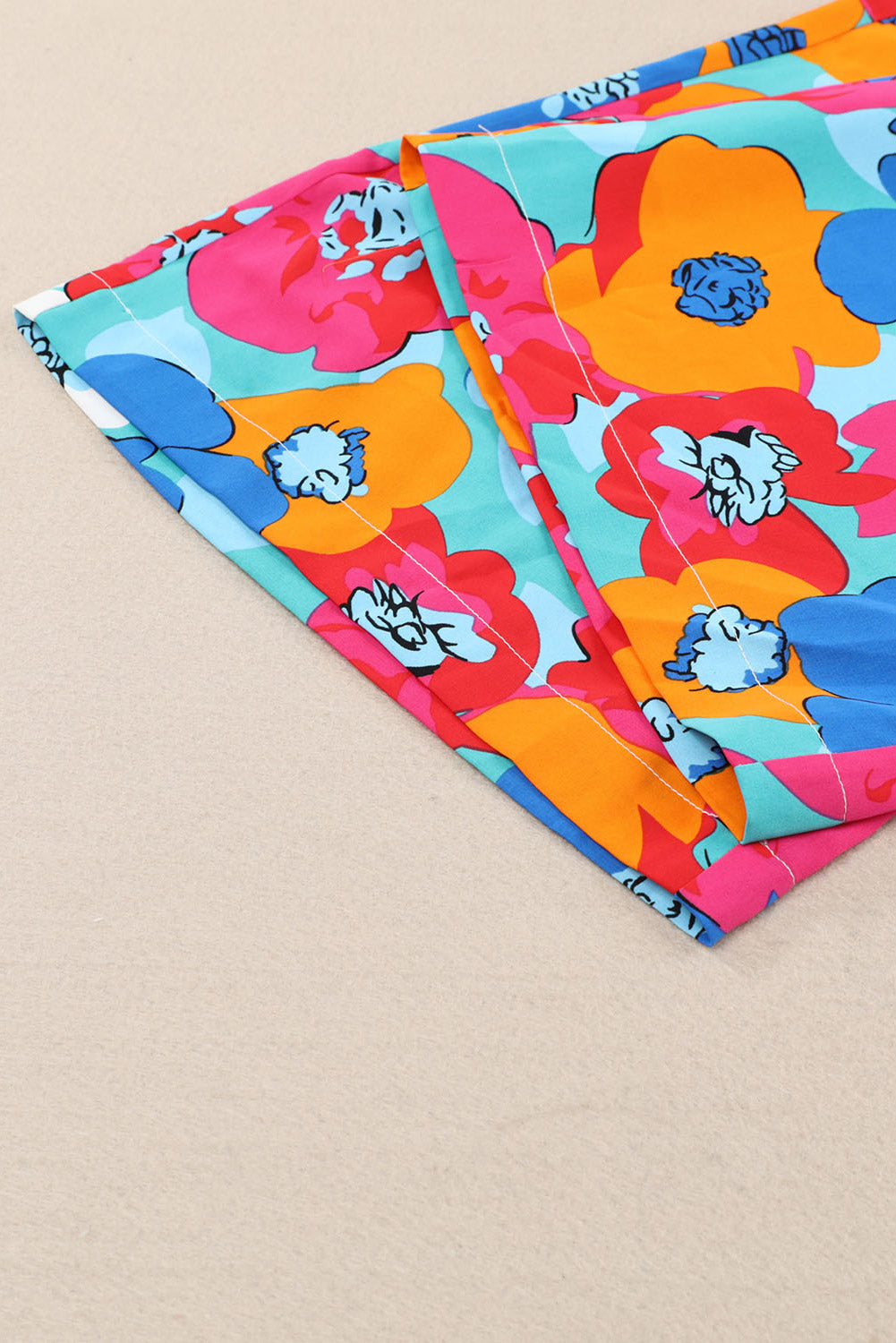 Mehrfarbige abstrakte florale druck kordelzug breite taille hose