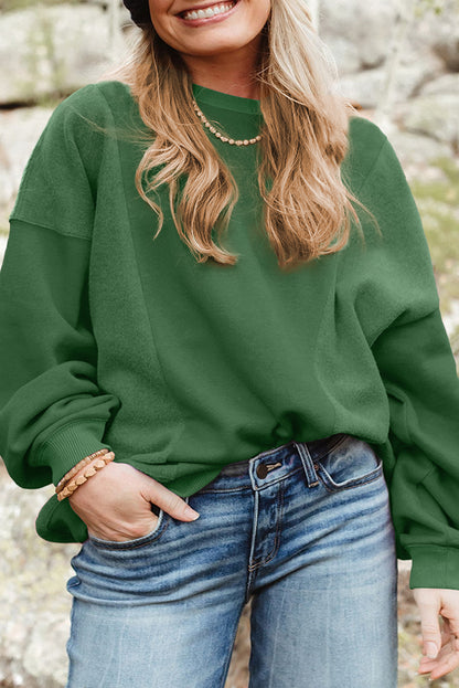Grünes Sweatshirt Damen in Übergröße mit Rundhalsausschnitt Damen