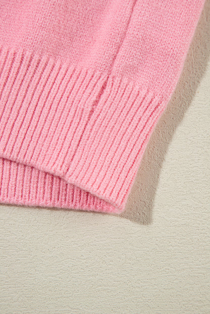 Pfirsichblüte blumendetail gestrickter pullover mit gekerbtem hals
