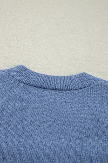 Myosotis texturierte strickjacke mit perlen und knopfleiste