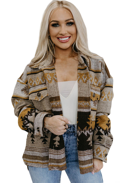 Braune westernjacke mit aztekendruck