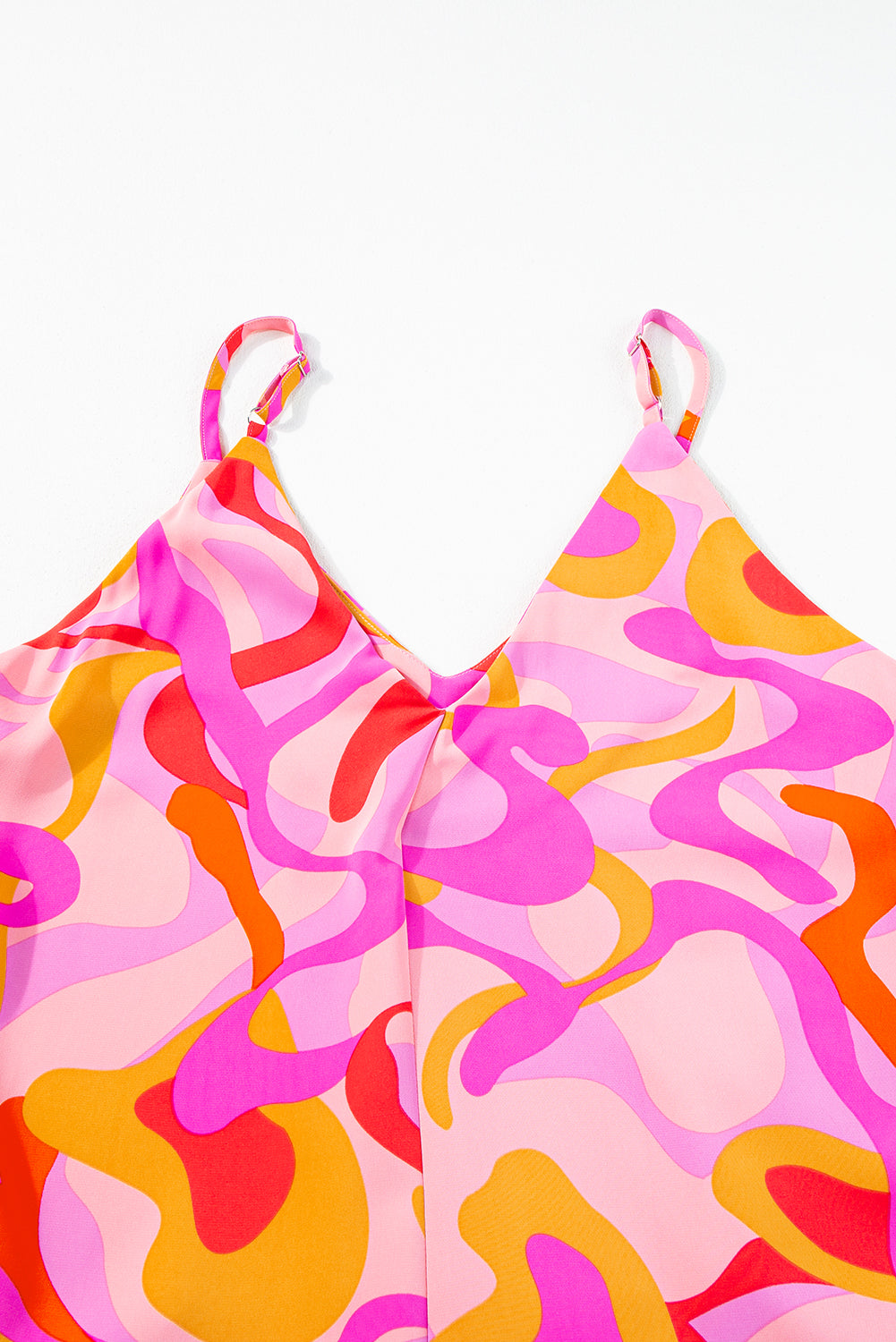 Rosa boho abstrakt druck v-ausschnitt weites bein jumpsuit