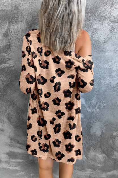 Leopardenmuster cardigan mit offener vorderseite