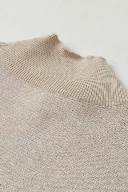 Apricot lebhaftes gepardenmuster hoher hals kurzarmpullover