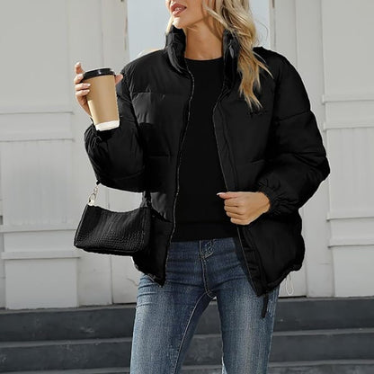 Wärmende damen-winterjacke mit reißverschluss