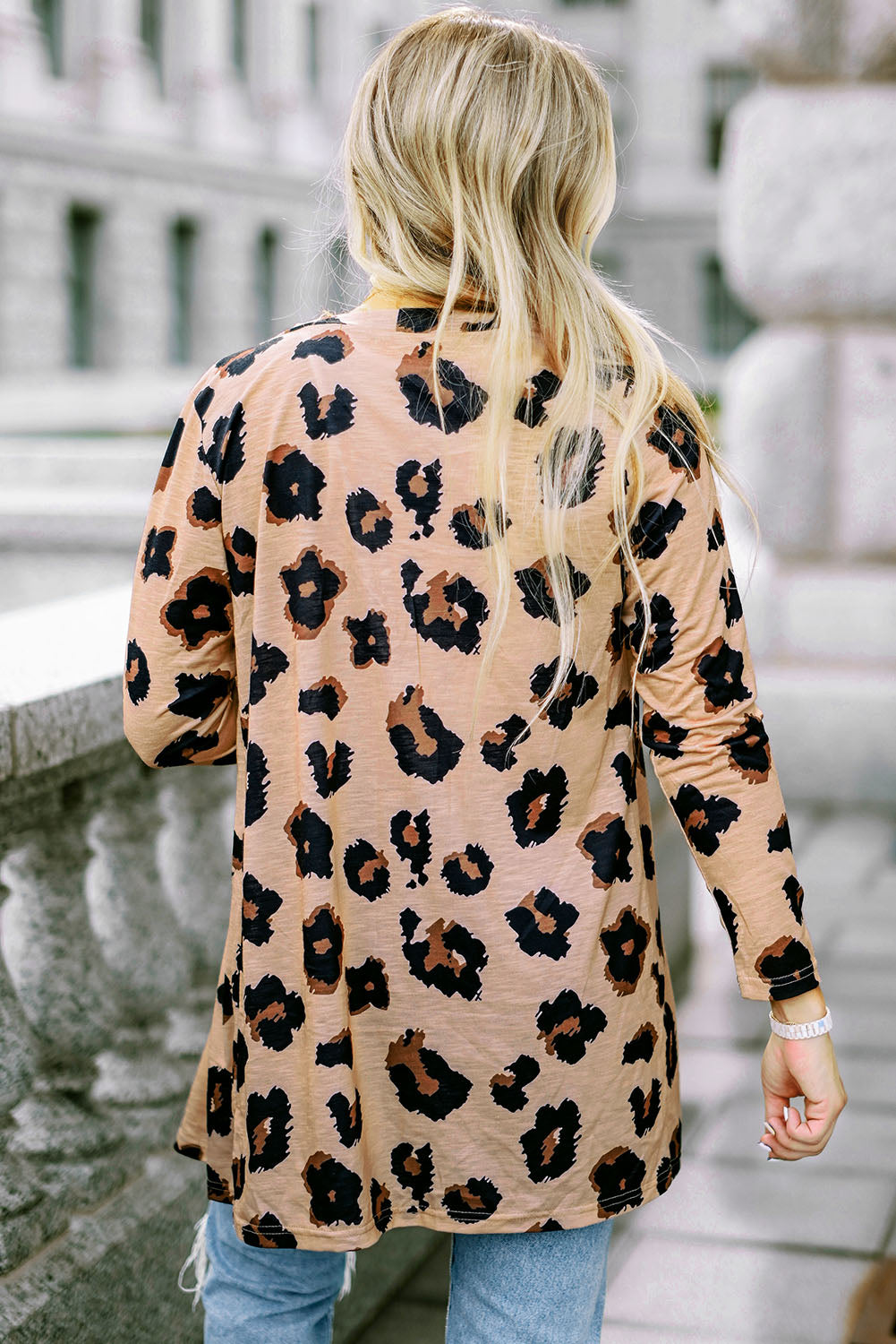 Leopardenmuster cardigan mit offener vorderseite