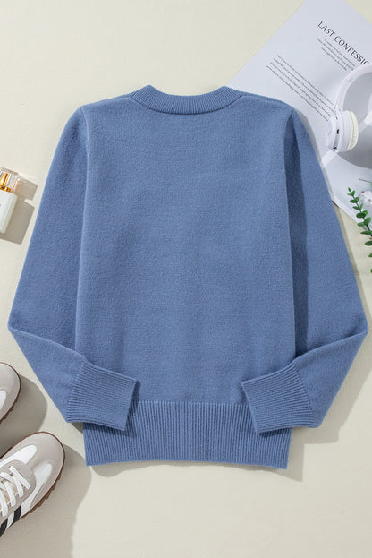Myosotis texturierte strickjacke mit perlen und knopfleiste