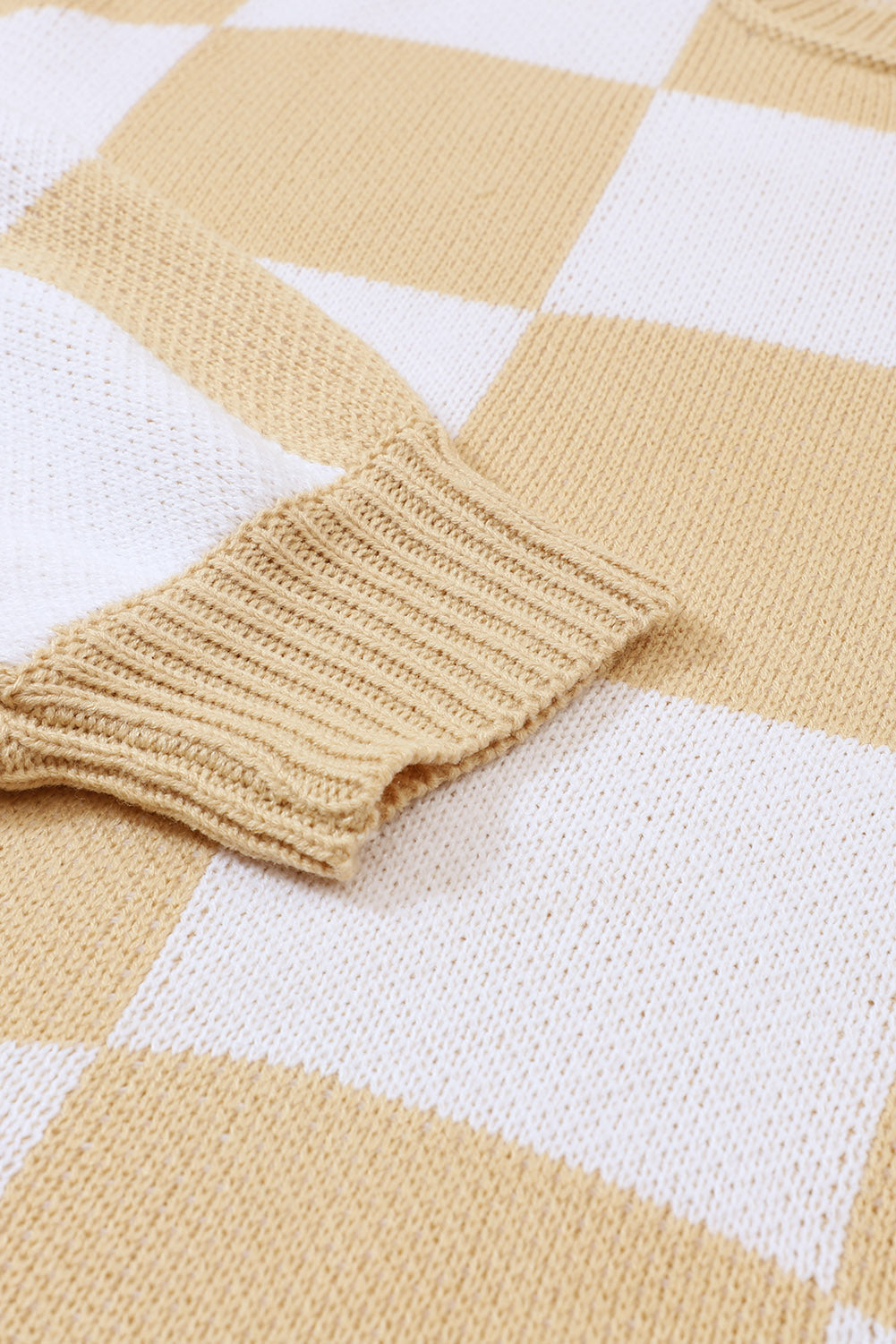 Khaki karierter pullover mit läuferärmeln