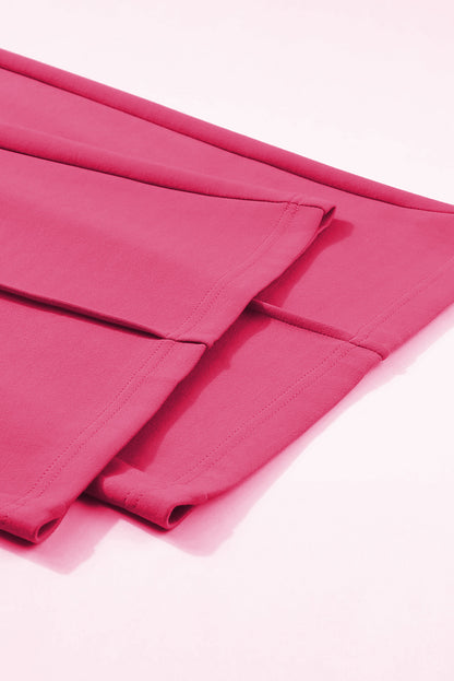 Rose rot frottee strick kordelzug gesmokte taille weites bein sweatpants