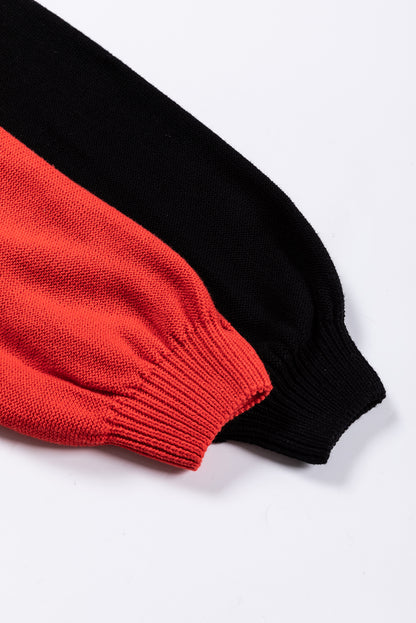 Rosa Colorblock Pullover mit gerippten Ärmeln