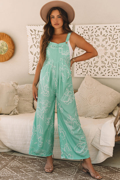 Moonlight jade bedruckter latz overall mit weitem bein