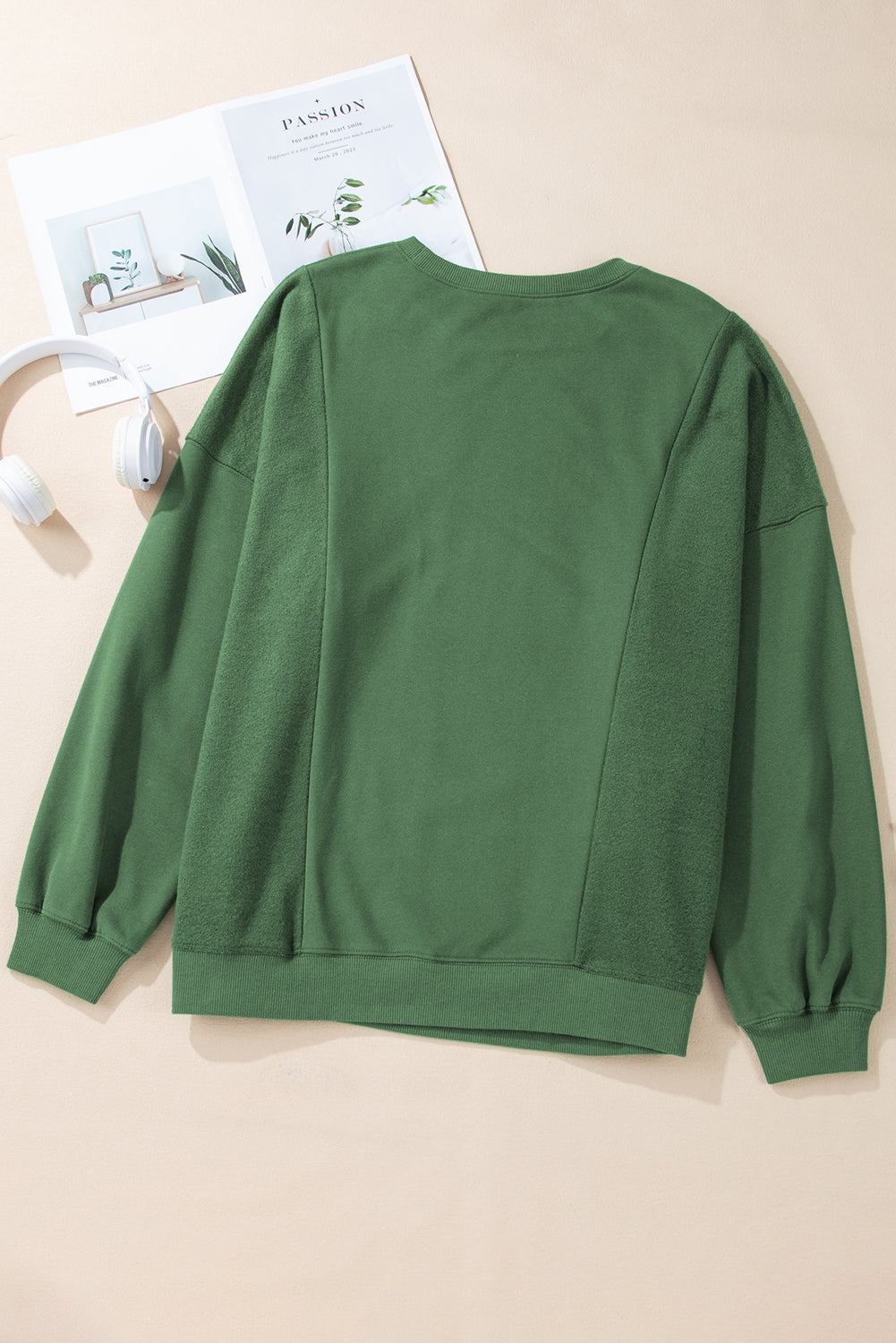 Grünes Sweatshirt Damen in Übergröße mit Rundhalsausschnitt Damen